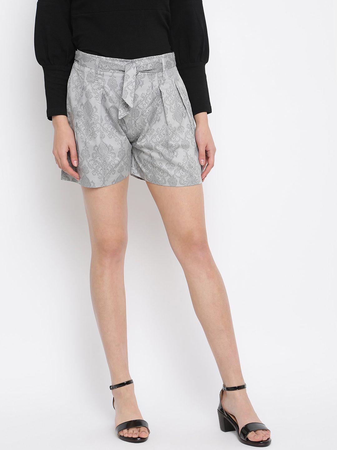 mayra women grey printed shorts