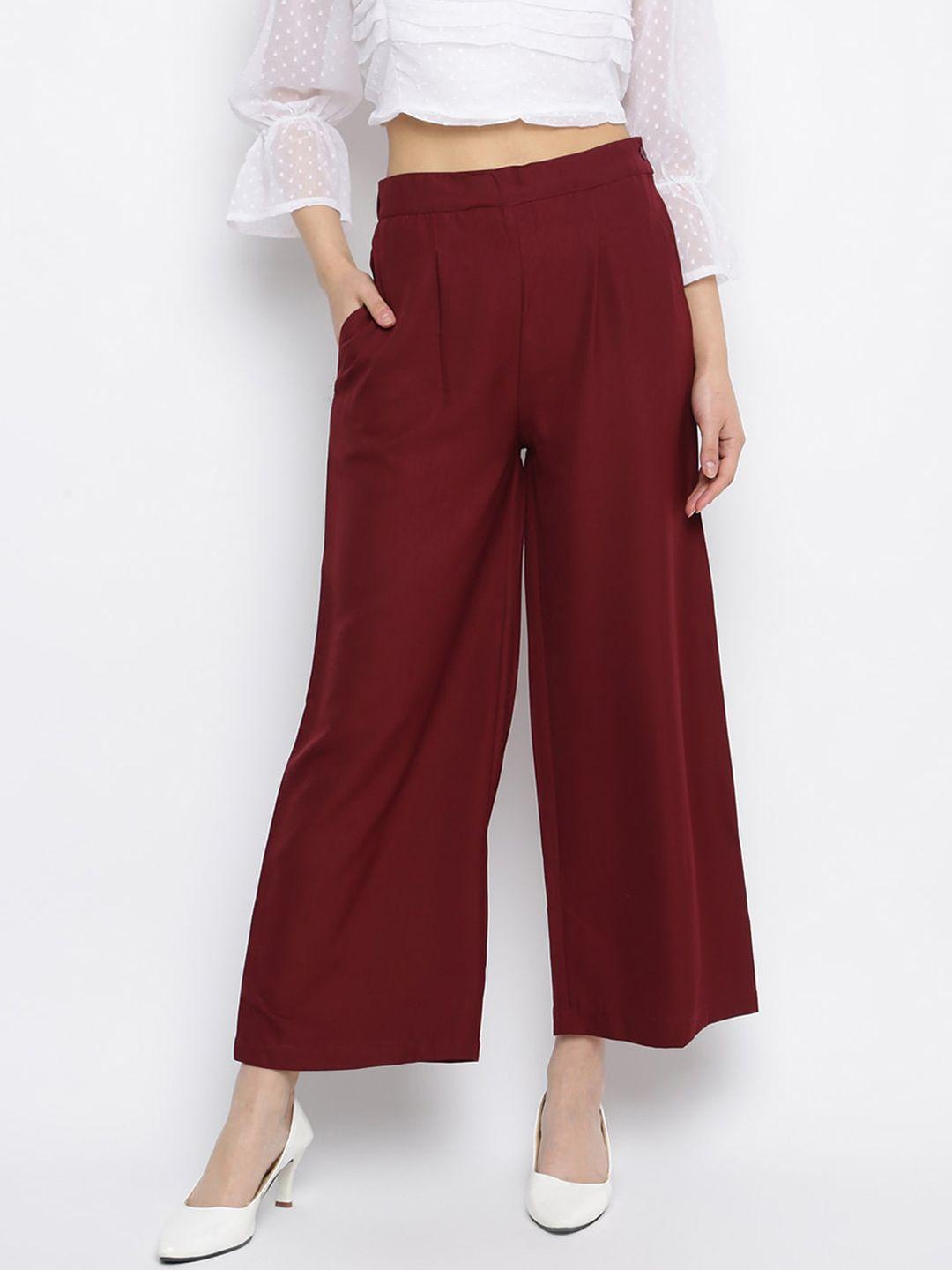 mayra women maroon pleated trousers