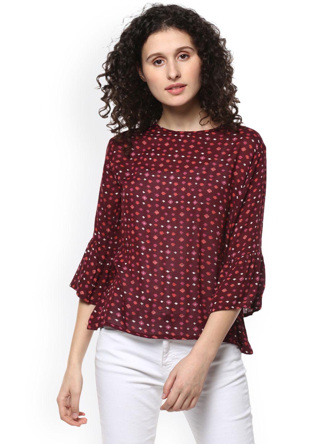 mayra women maroon printed top