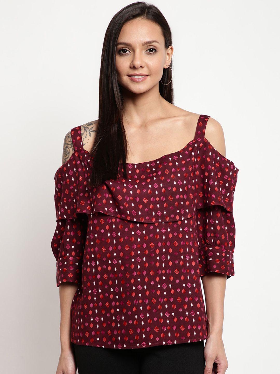 mayra women maroon printed top