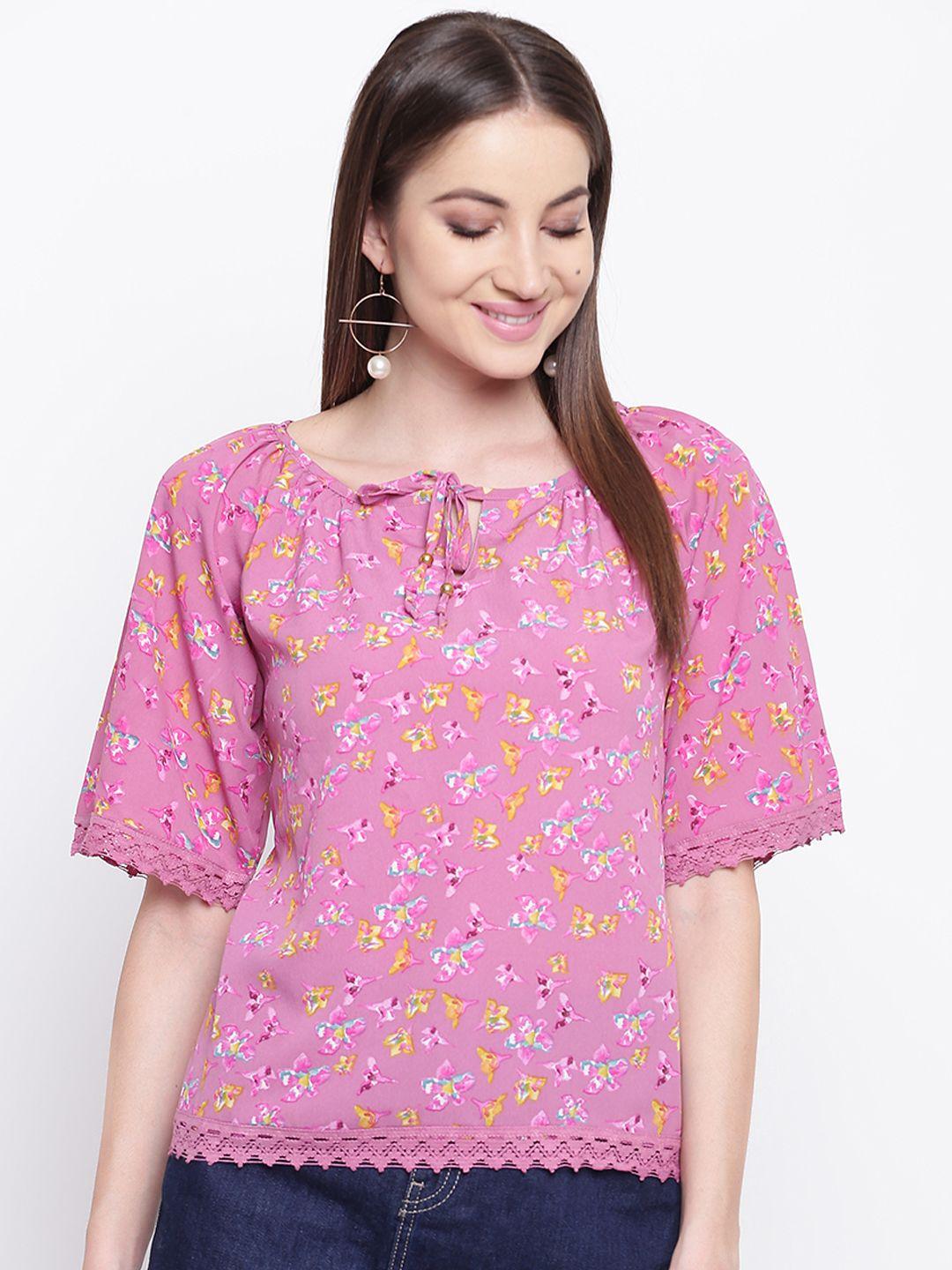 mayra women mauve printed top