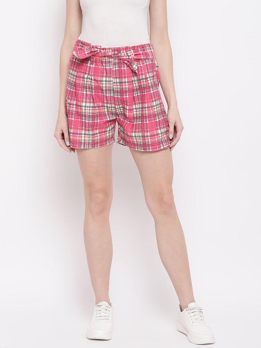 mayra women mid-rise checked shorts