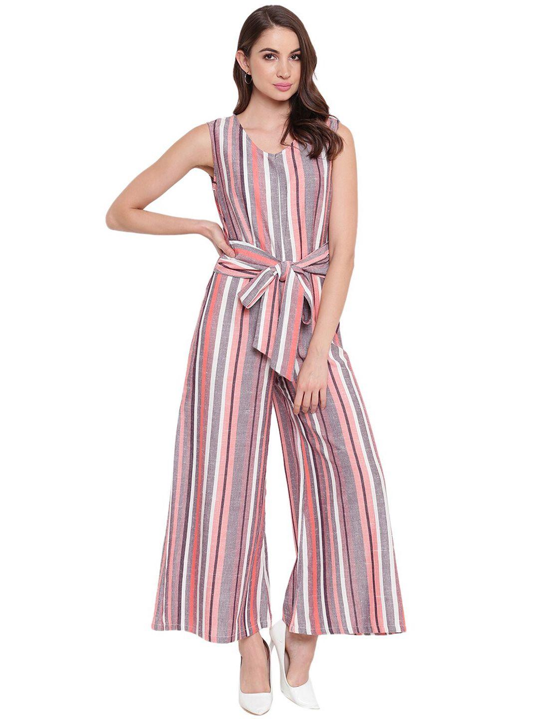 mayra women multicolour striped basic jumpsuit