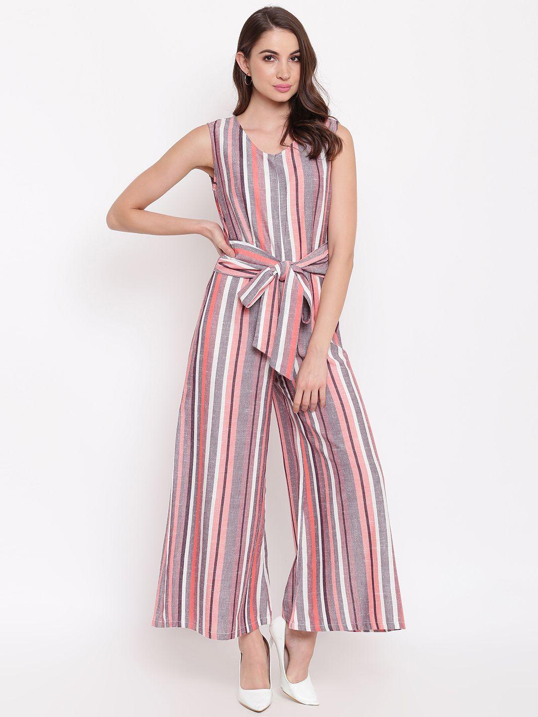 mayra women multicoloured striped basic jumpsuit