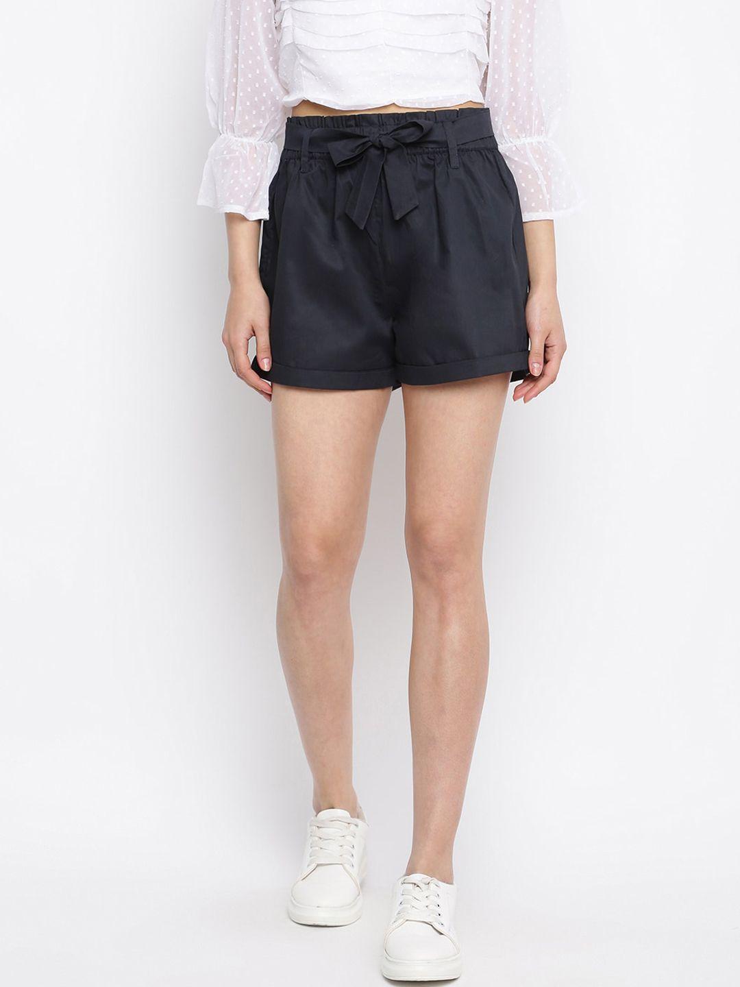 mayra women navy blue cotton shorts