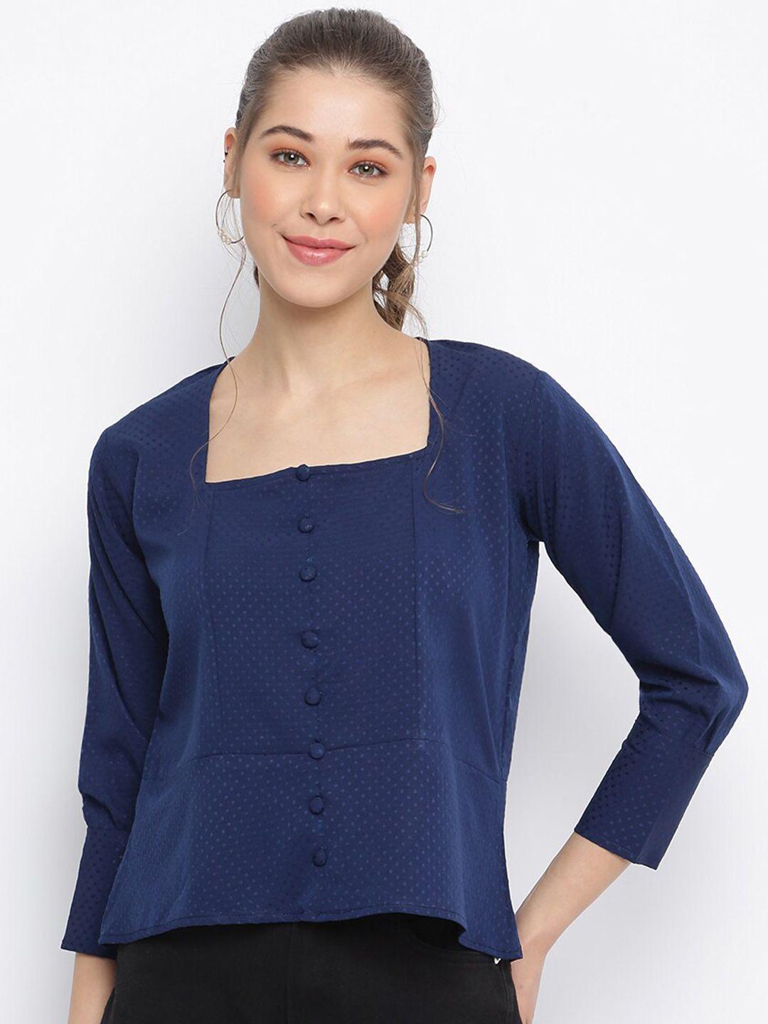 mayra women navy blue crepe top