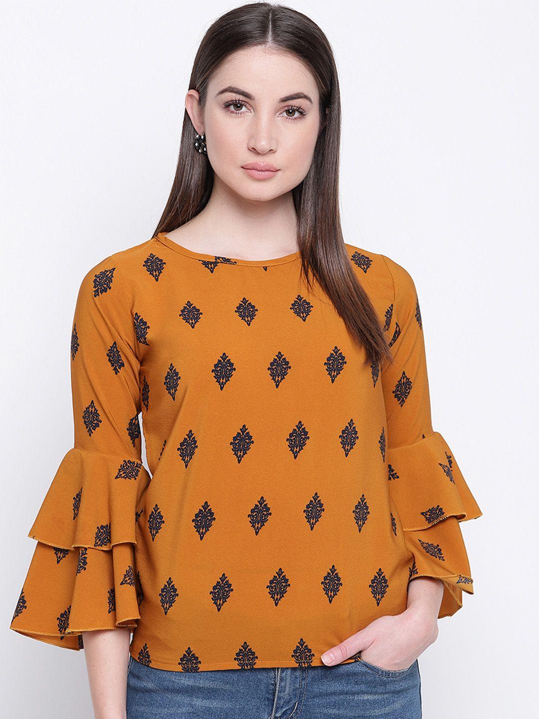 mayra women orange printed top