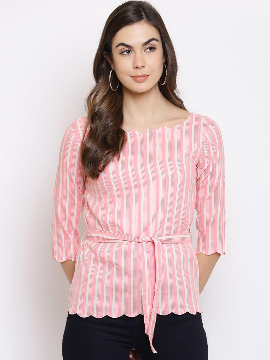 mayra women pink & white striped top