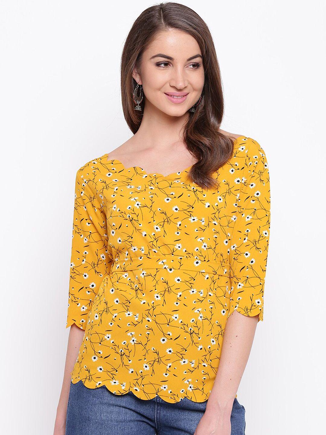 mayra women yellow floral printed top