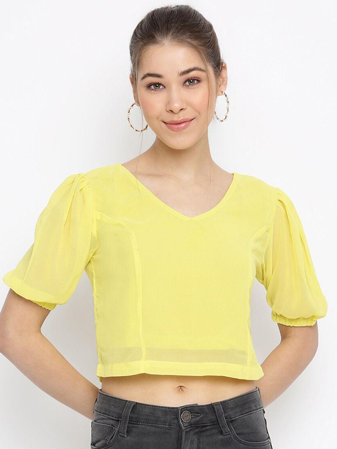 mayra women yellow georgette crop top