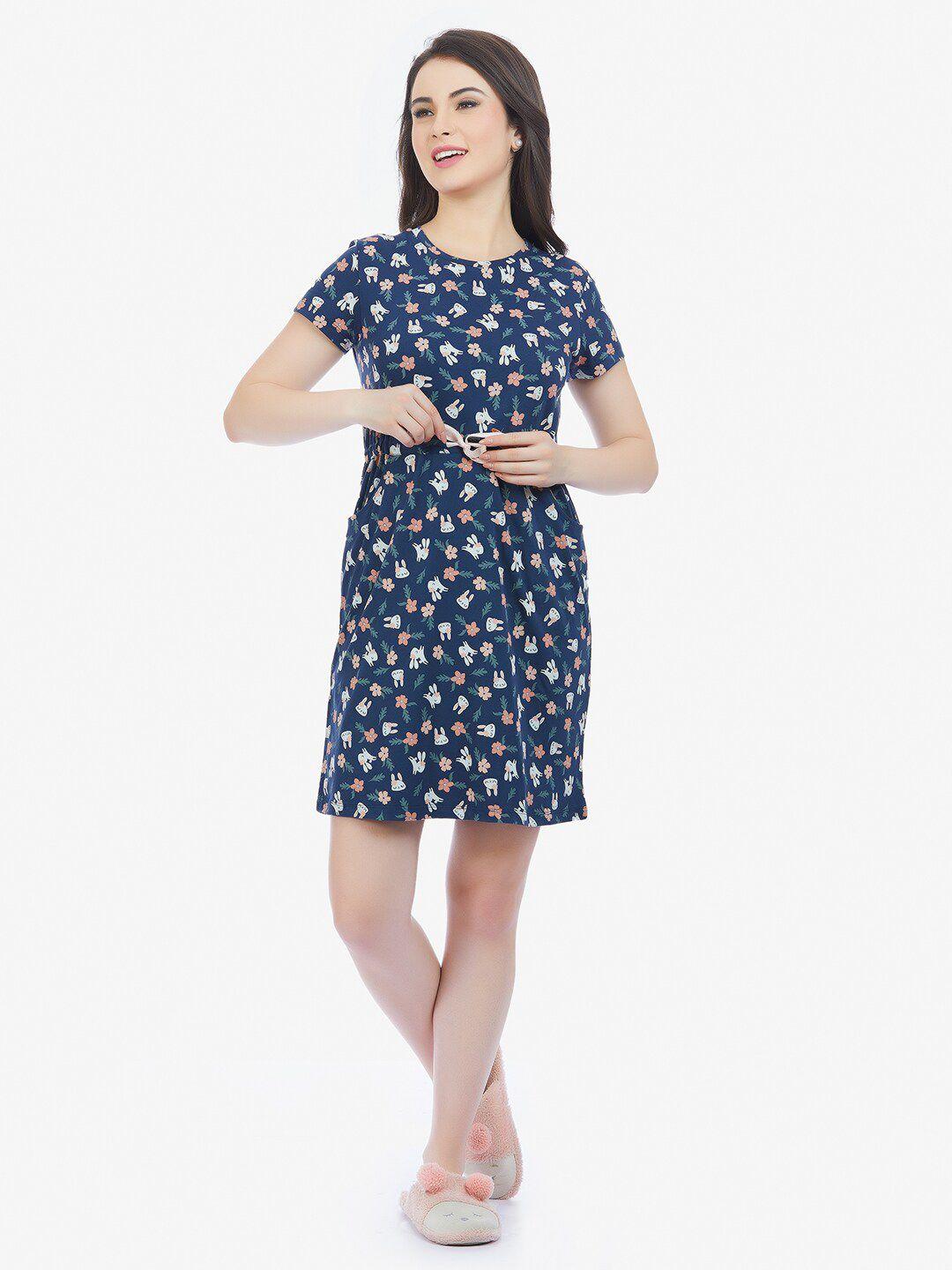 maysixty floral printed pure cotton t-shirt nightdress