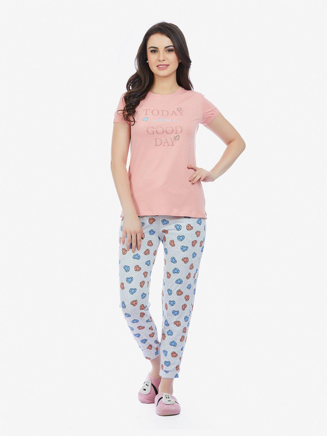 maysixty women pink printed night suit