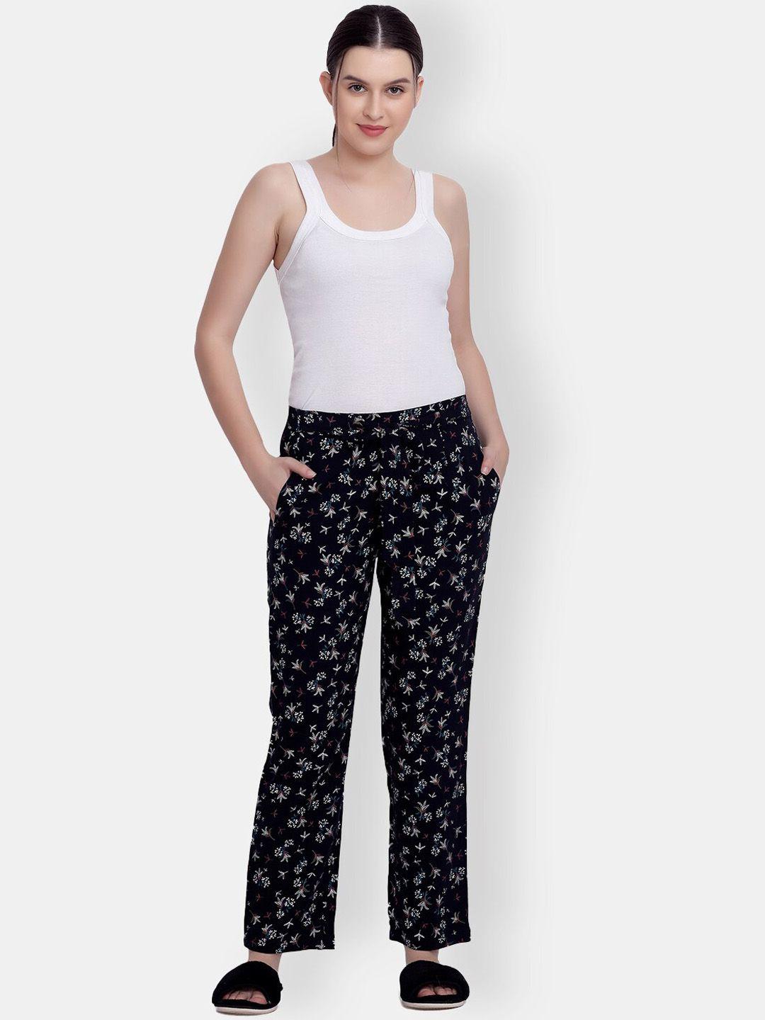 maysixty women printed mid-rise straight lounge pants