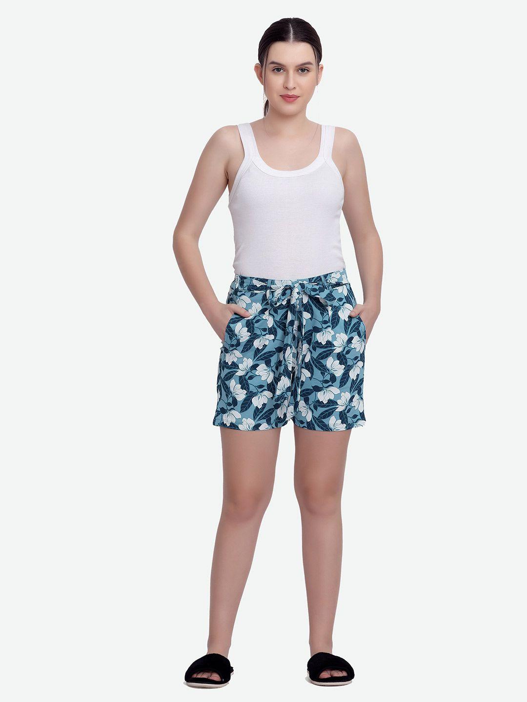 maysixty floral printed slim fit cotton shorts