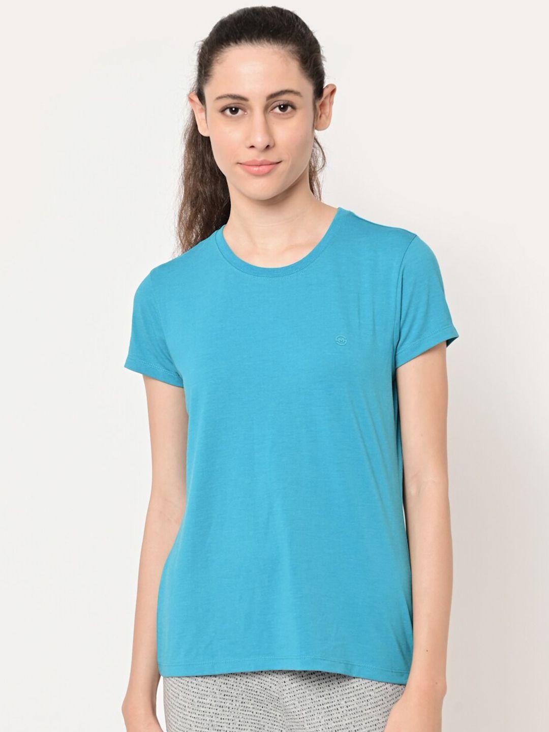 maysixty women blue cotton t-shirt