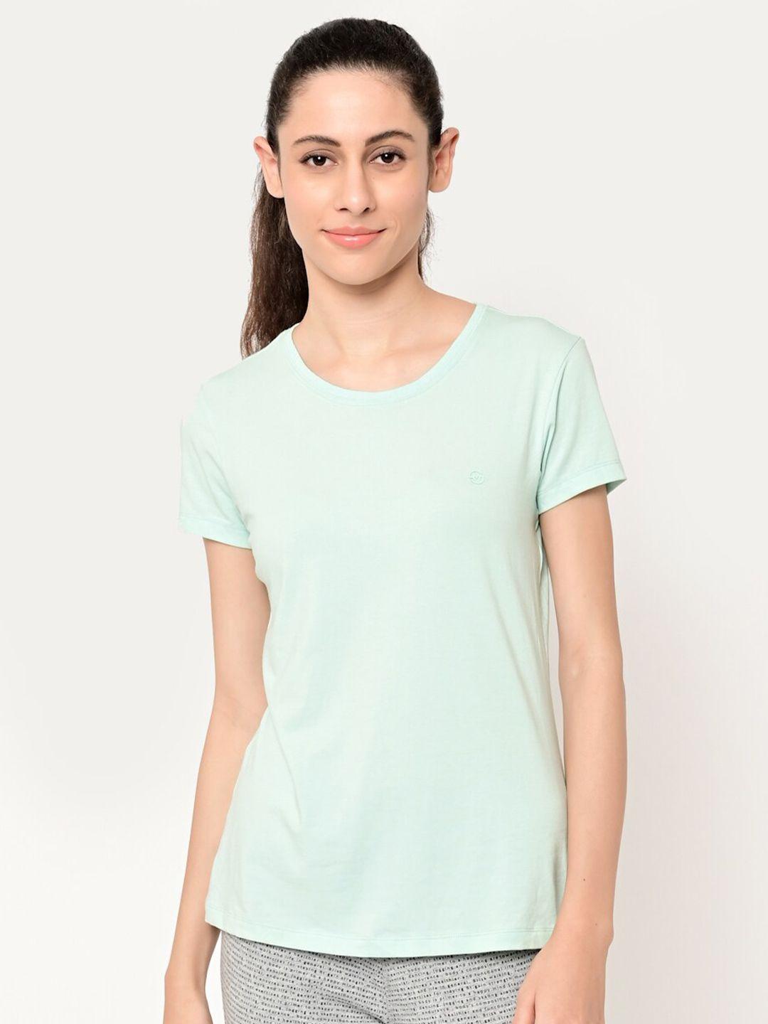 maysixty women blue solid t-shirt