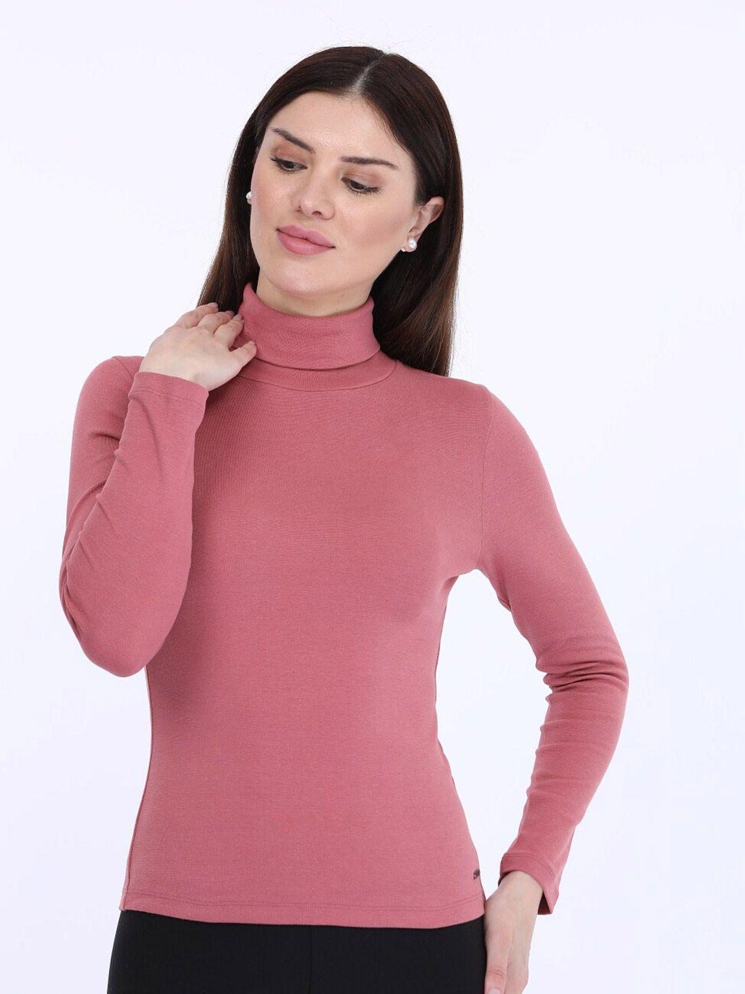 maysixty women pink high neck t-shirt