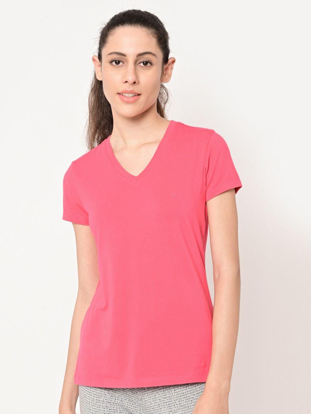 maysixty women pink v-neck t-shirt