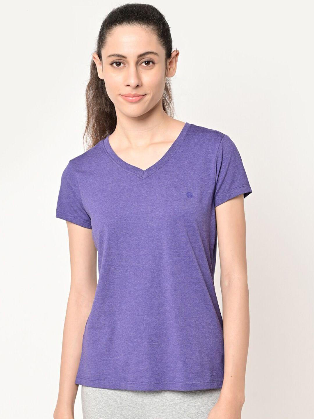 maysixty women purple v-neck t-shirt