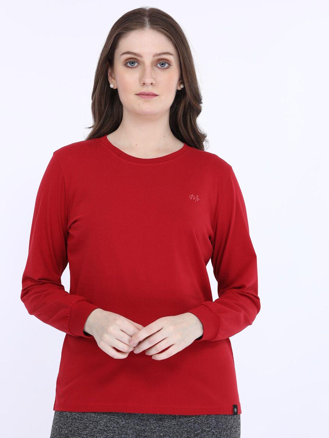 maysixty women red pure cotton t-shirt