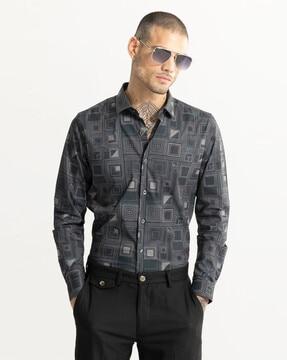 maze geometric print regular fit shirt