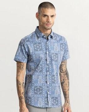 maze geometric print regular fit shirt