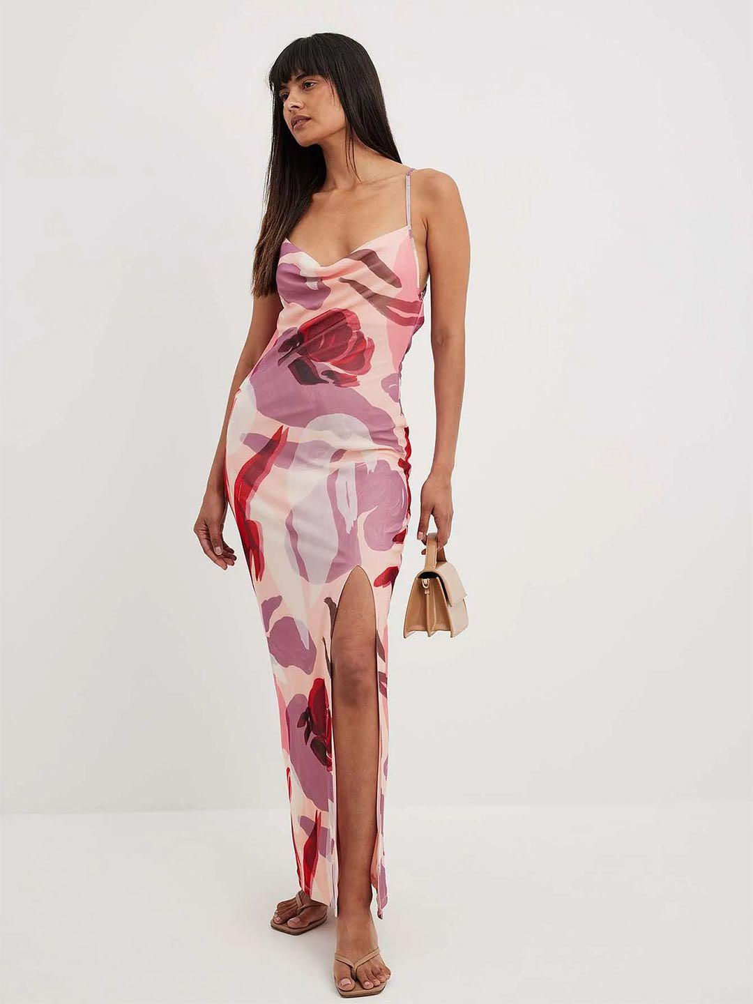 mazie abstract printed shoulder straps bodycon dress