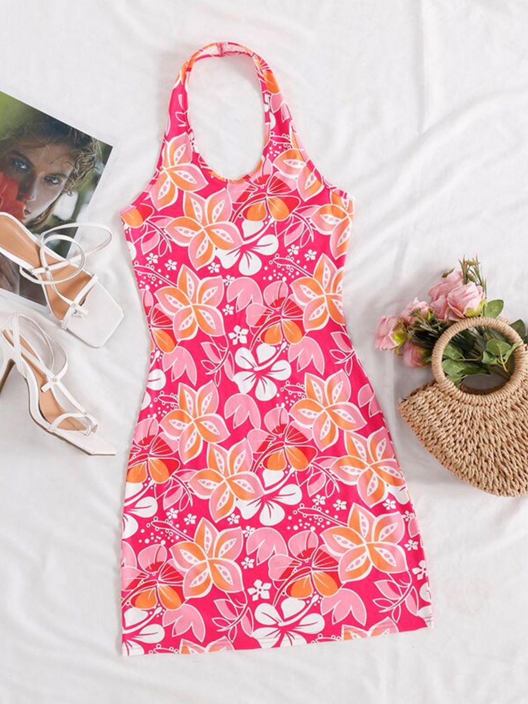 mazie floral printed halter neck a-line dress