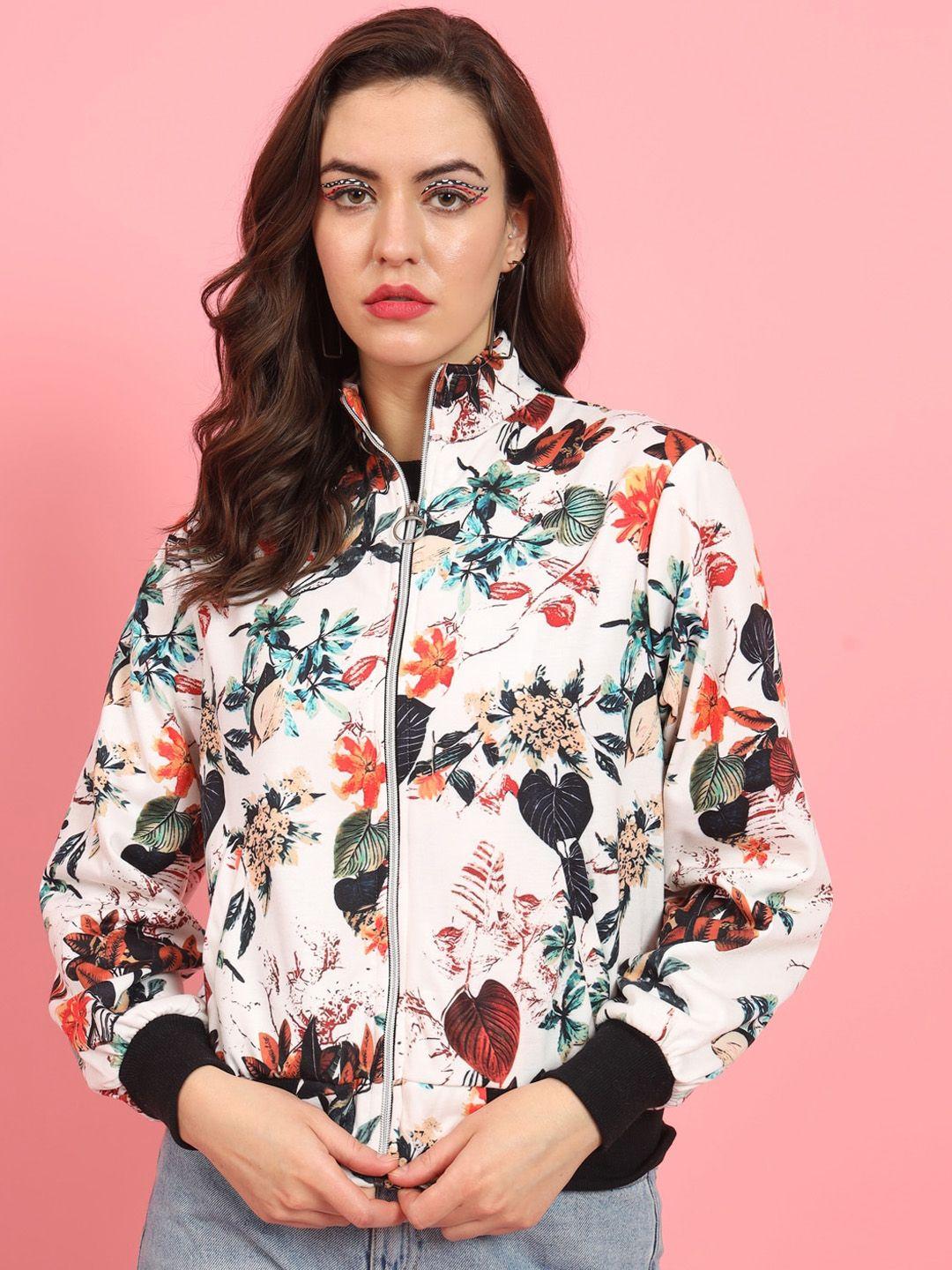 mazie lightweight floral printed fleece crop bomber jacket