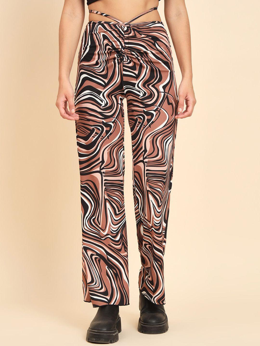 mazie women original regular fit abstract printed mid-rise parallel trousers
