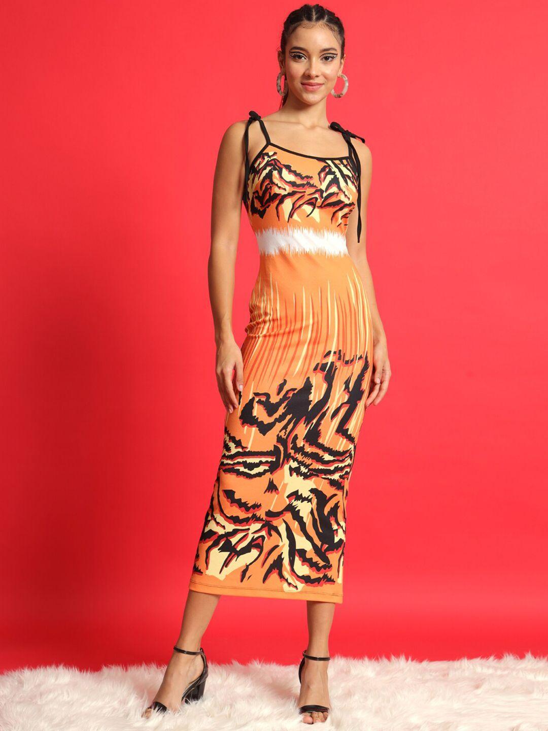 mazie abstract printed a line midi dress