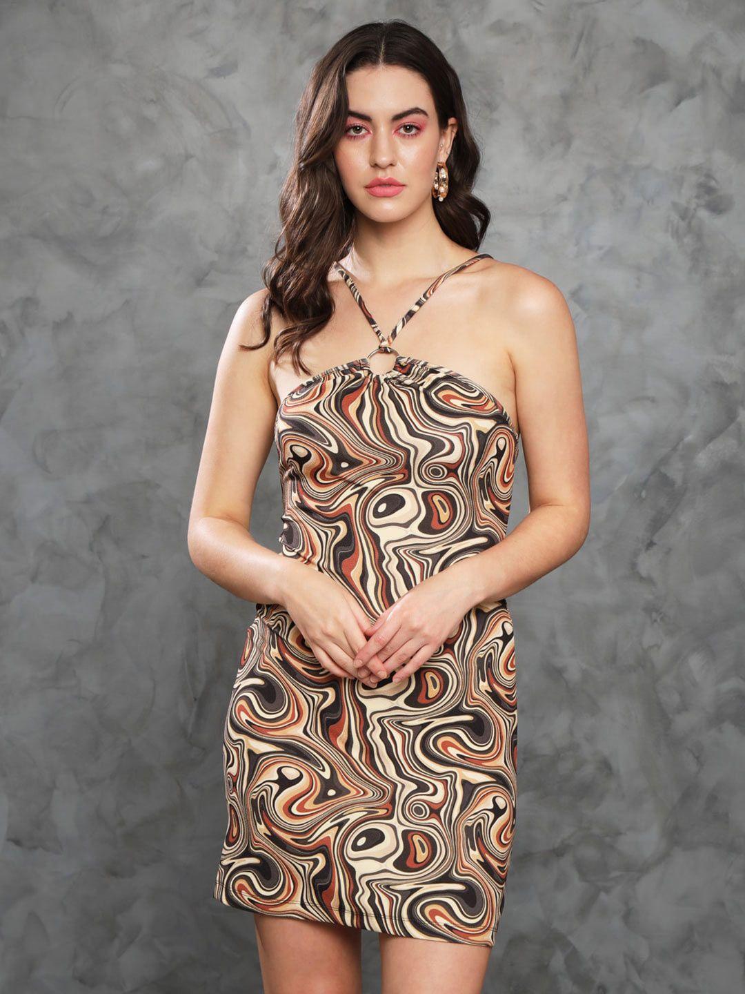 mazie abstract printed shoulder straps sheath dress