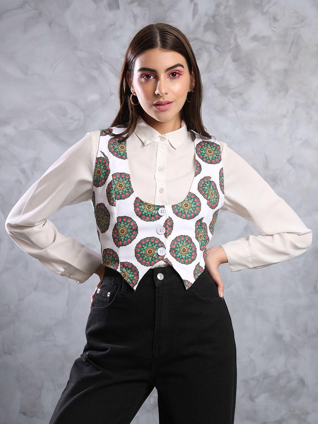 mazie ethnic motifs printed waistcoat