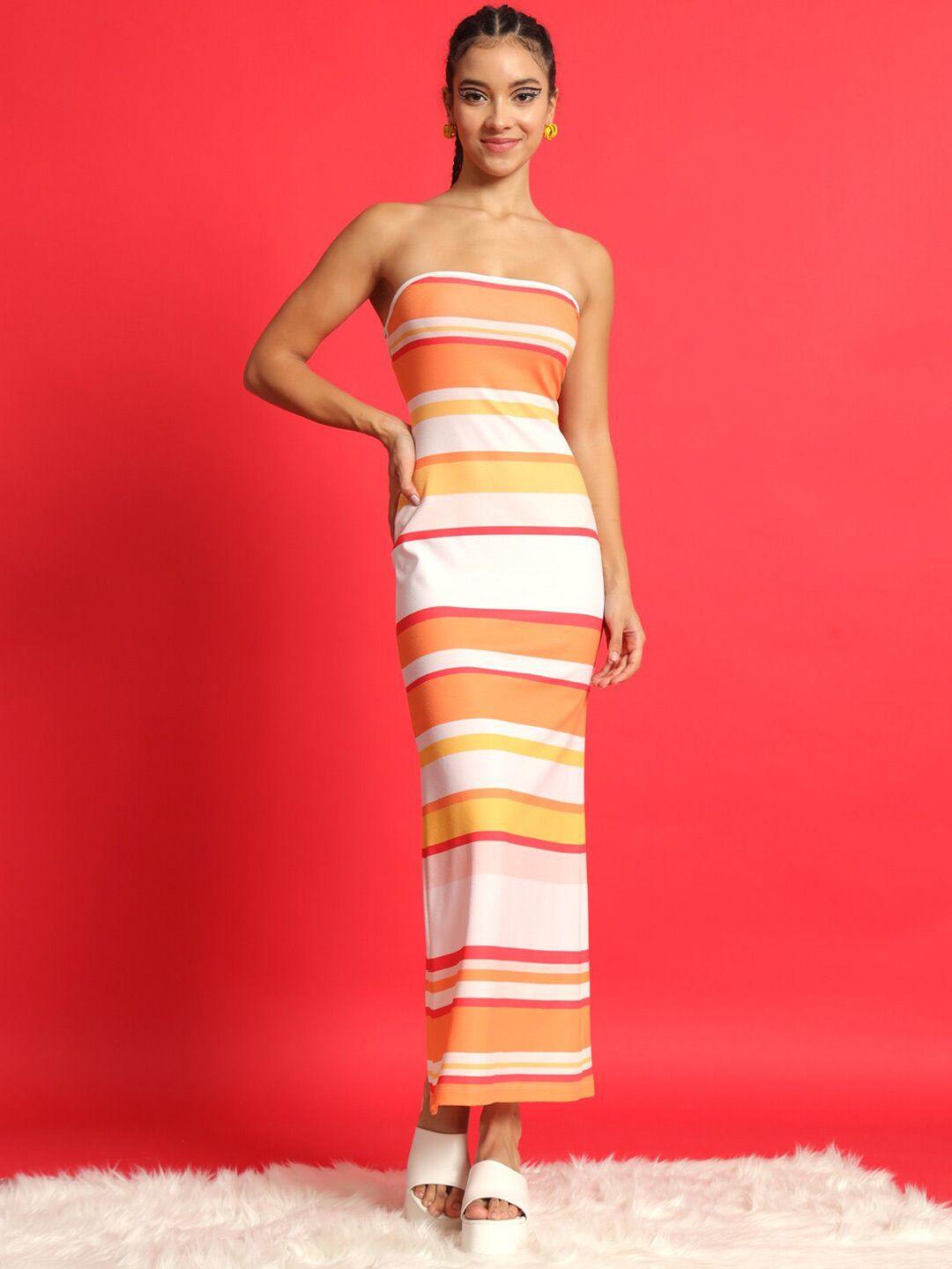 mazie striped strapless bodycon maxi dress