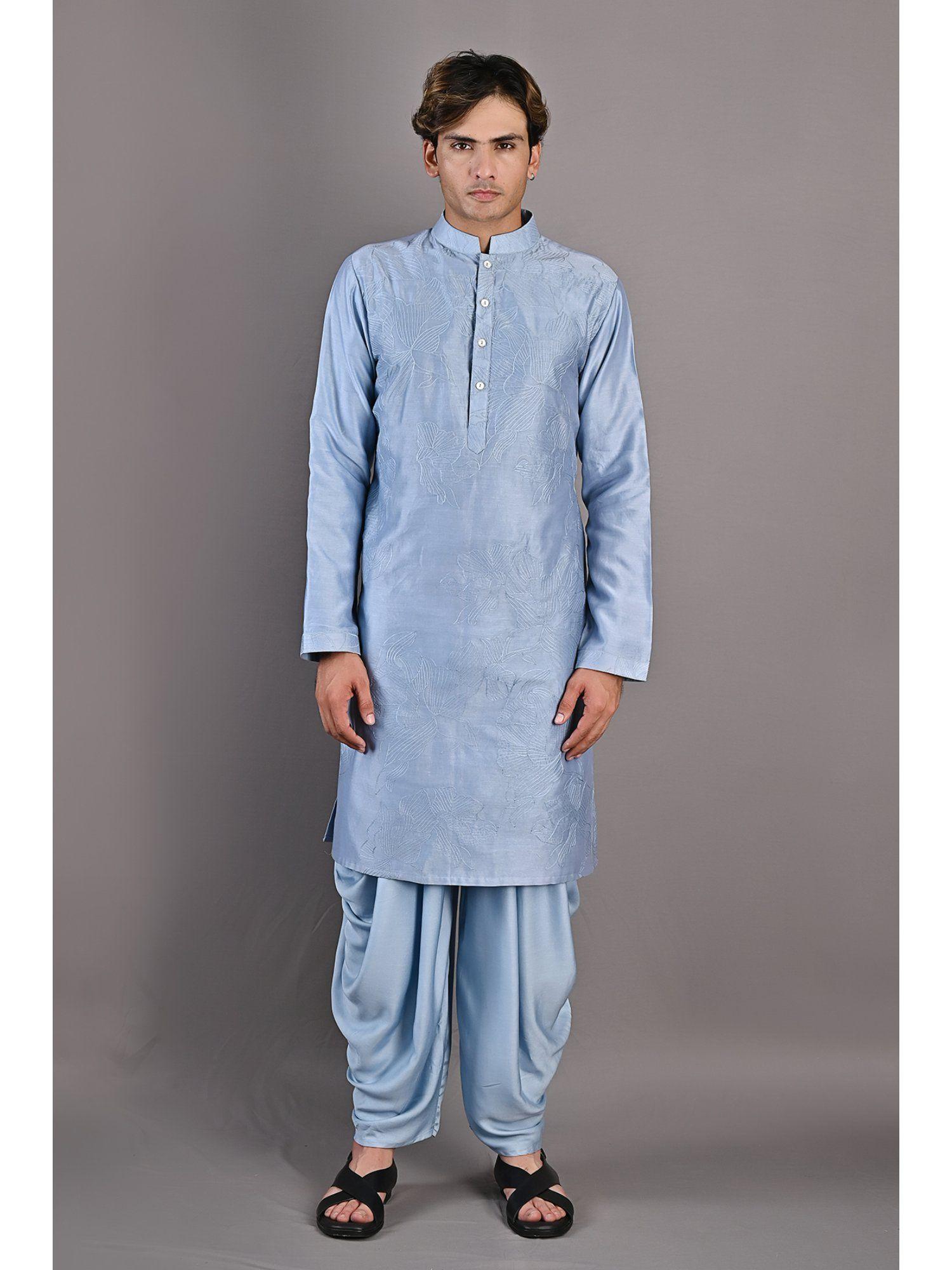 mazus powder blue kurta (set of 2)