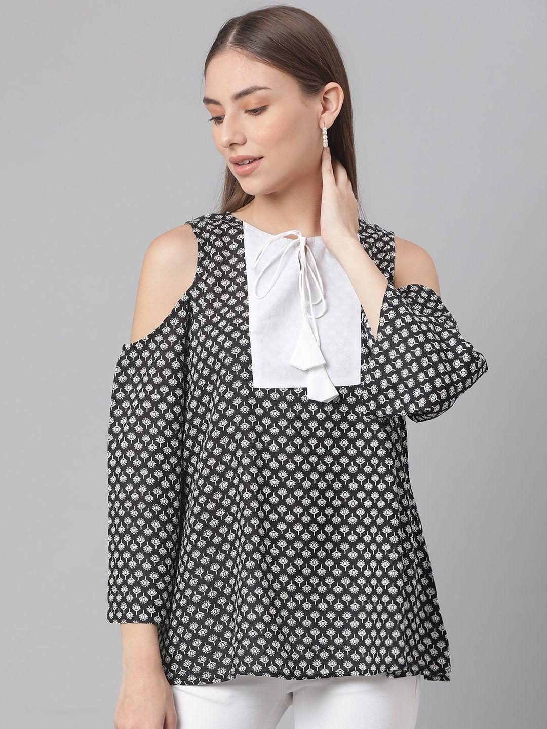 mbe black & white print top