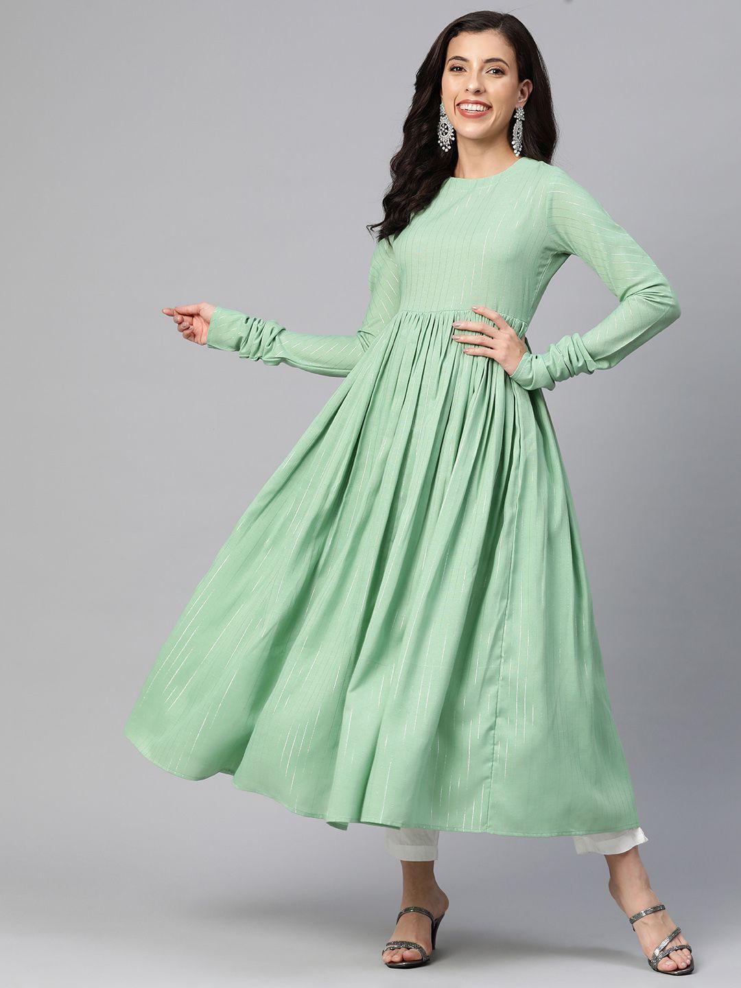 mbe striped cotton anarkali kurta