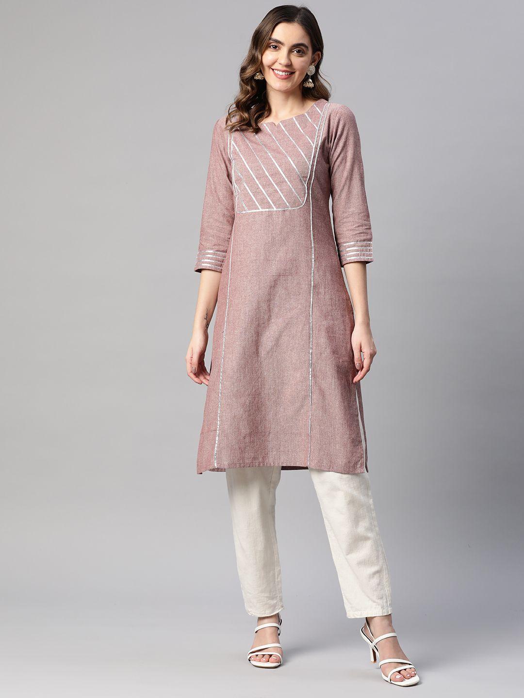 mbe women embellished gotta patti pastels kurta