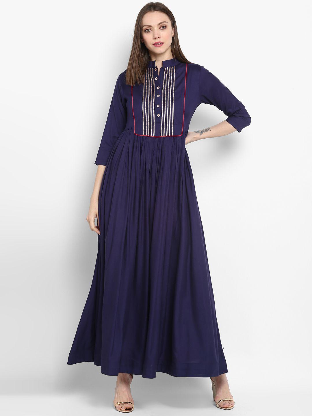 mbe women navy blue maxi dress