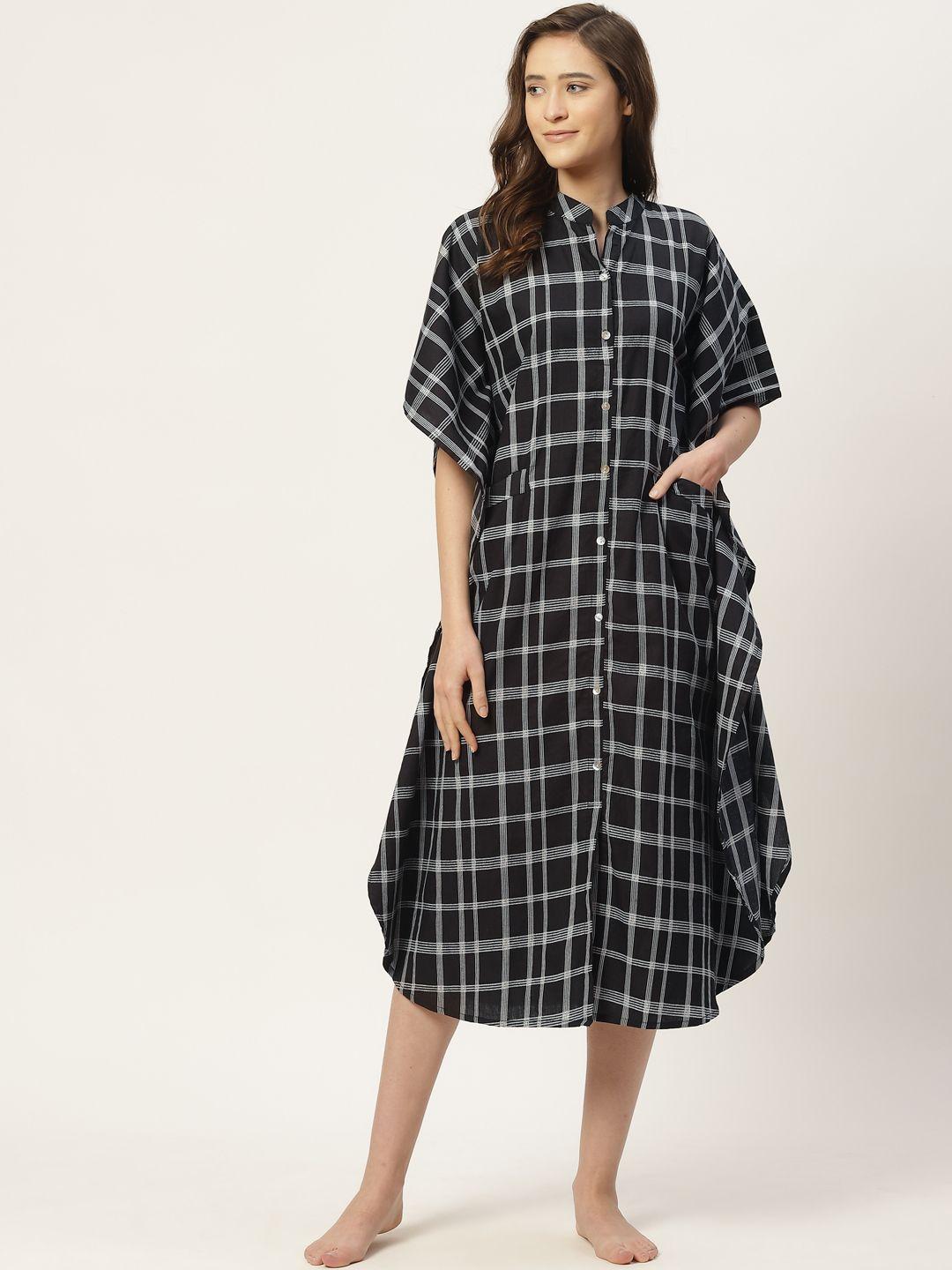 mbeautiful black checked kaftan nightdress