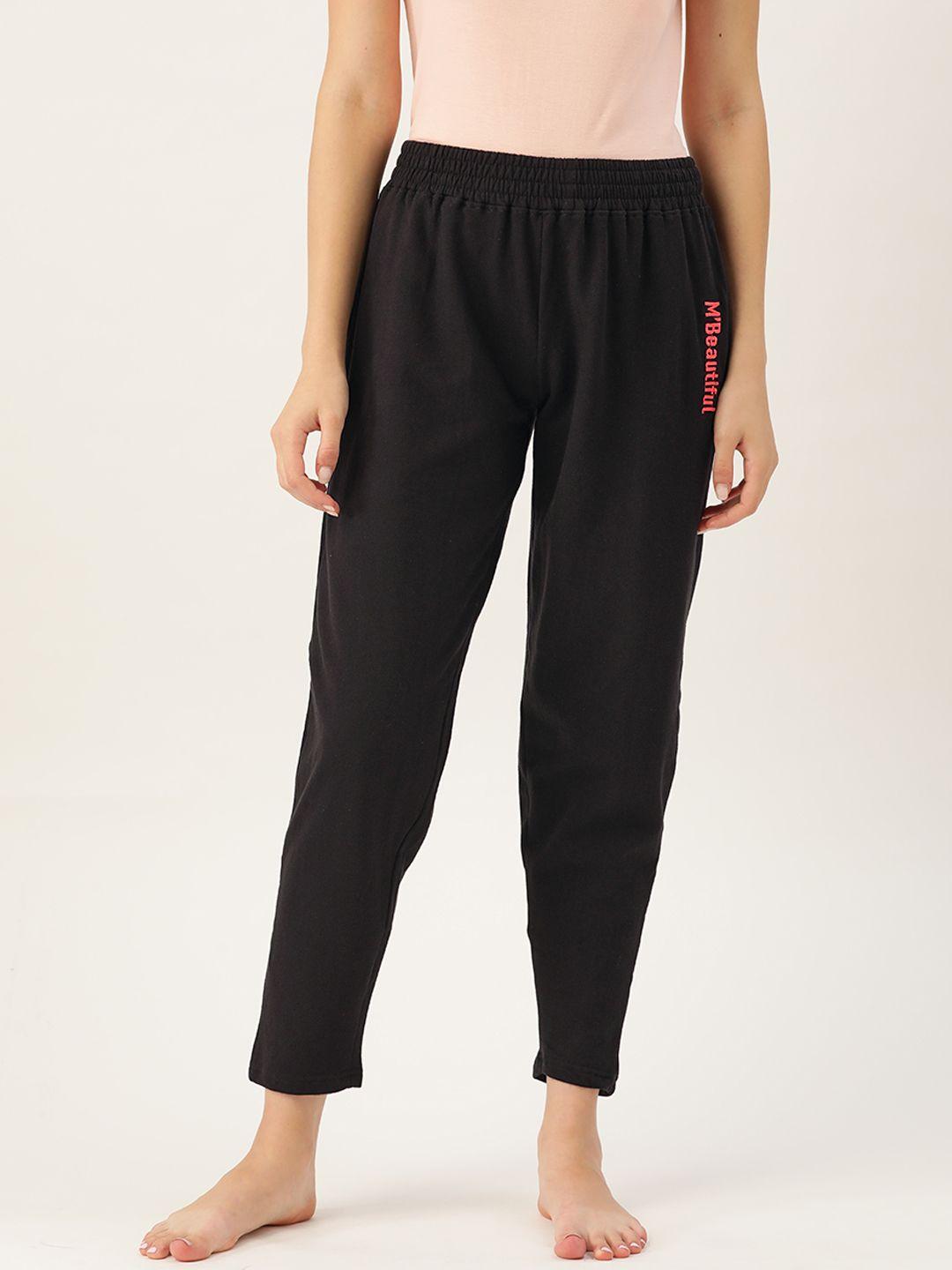 mbeautiful women black comfort fit cotton fleece lounge pants