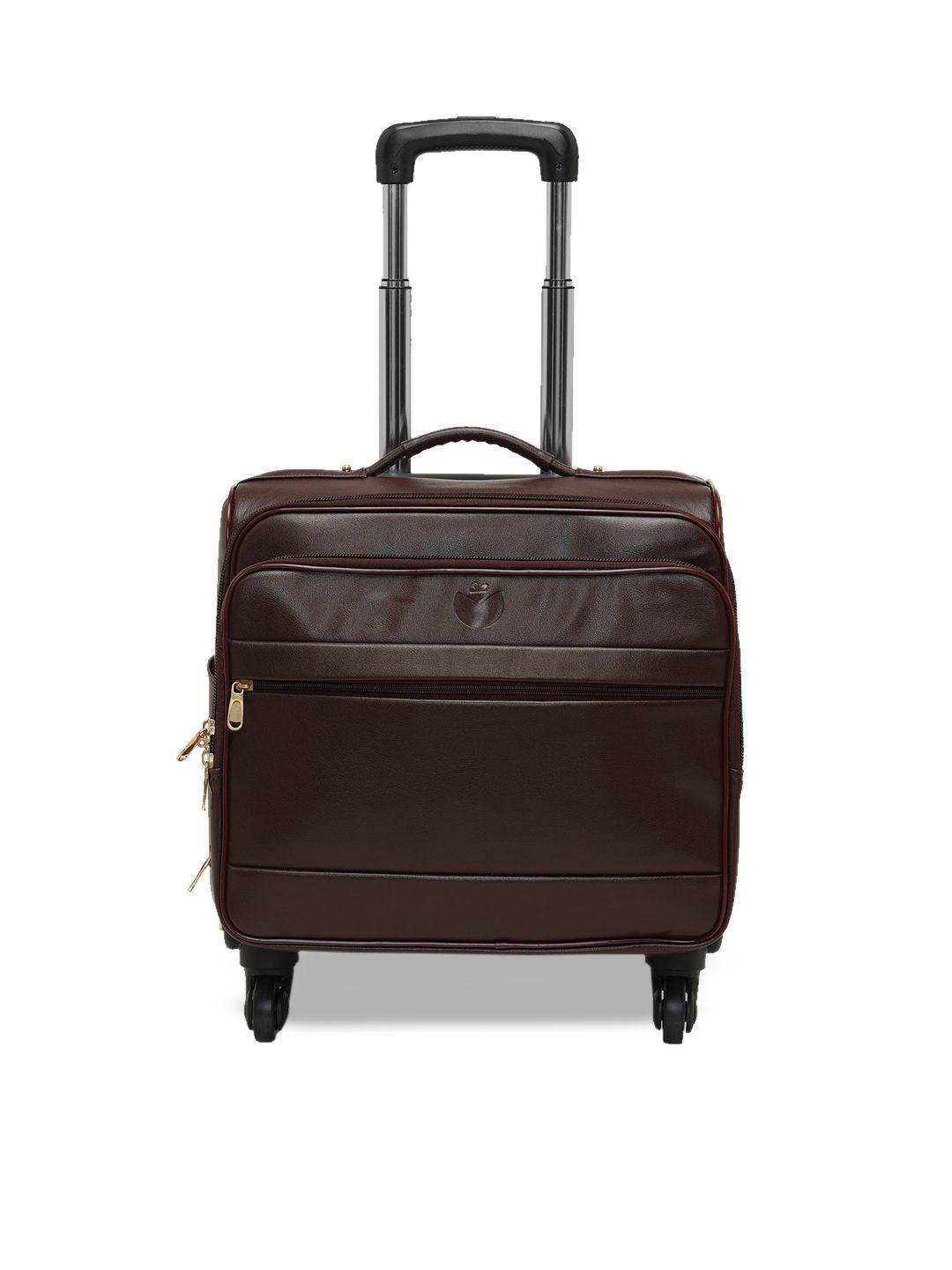 mboss brown solid cabin overnighter trolley suitcase