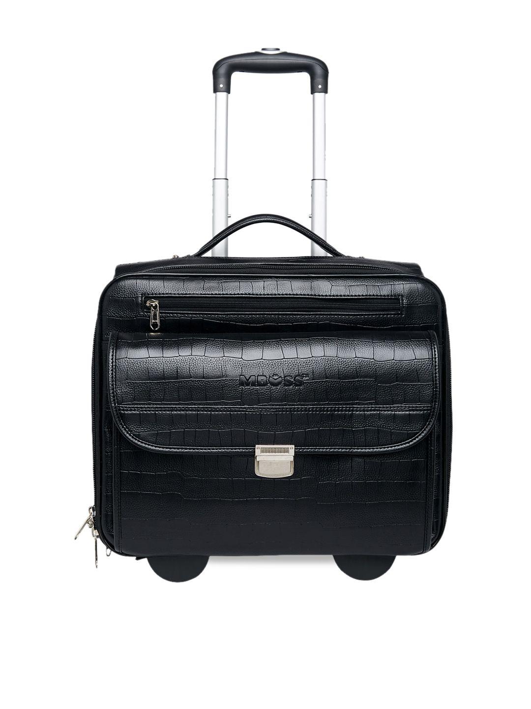 mboss black solid laptop trolley bag