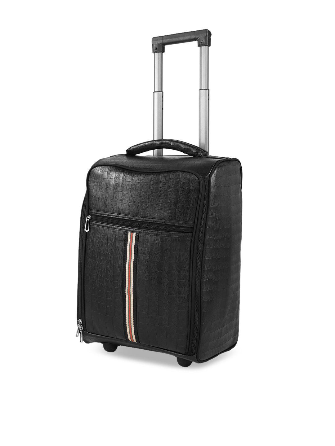 mboss black solid soft-sided cabin trolley suitcase