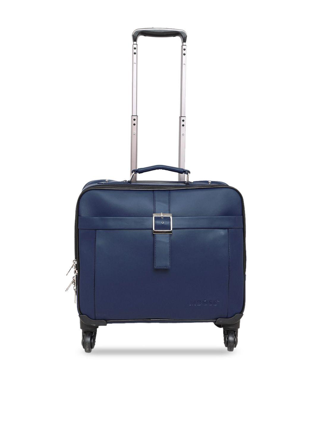 mboss blue solid soft-sided cabin trolley bag