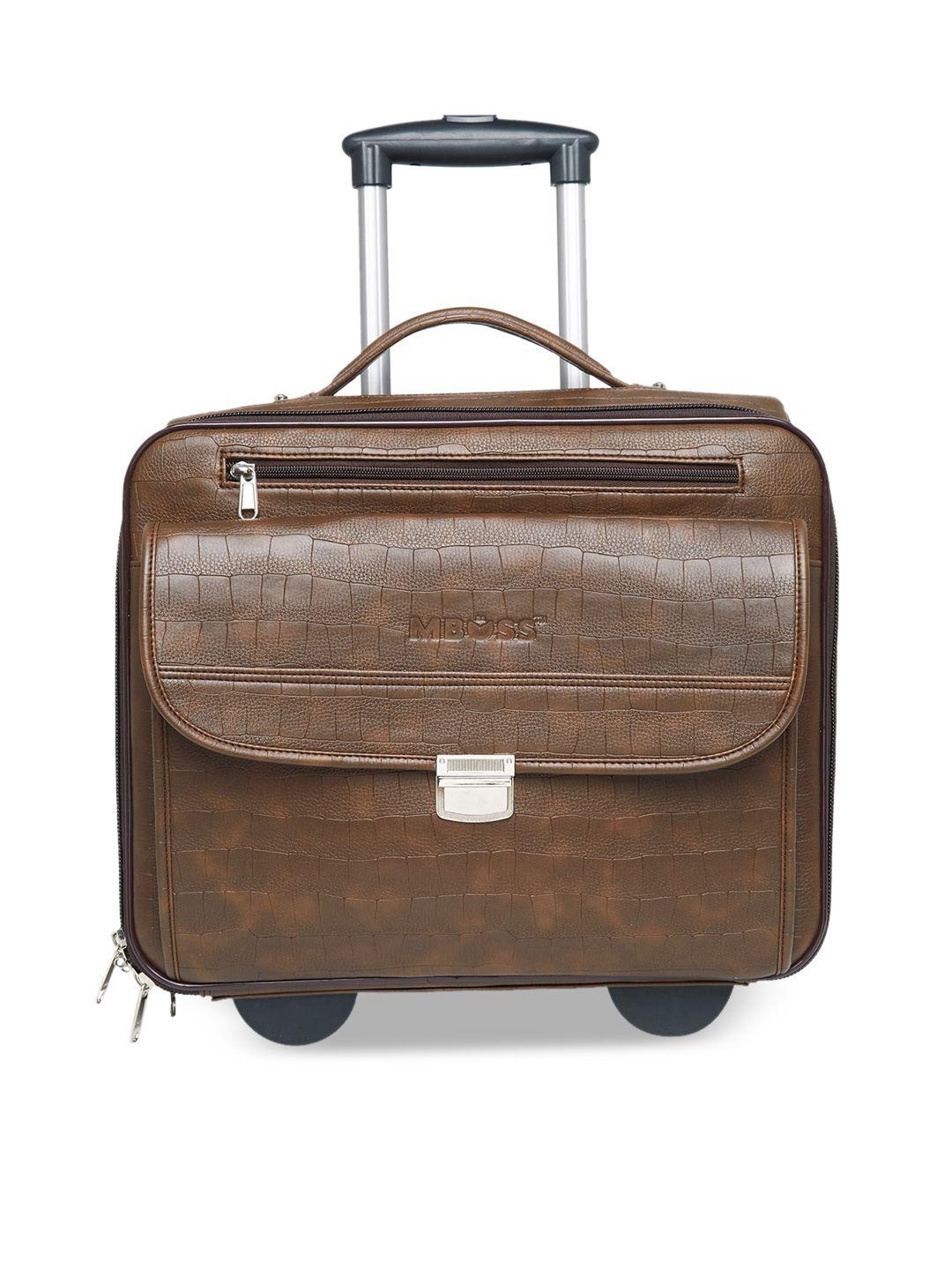 mboss brown cabin trolley bag with laptop compartment