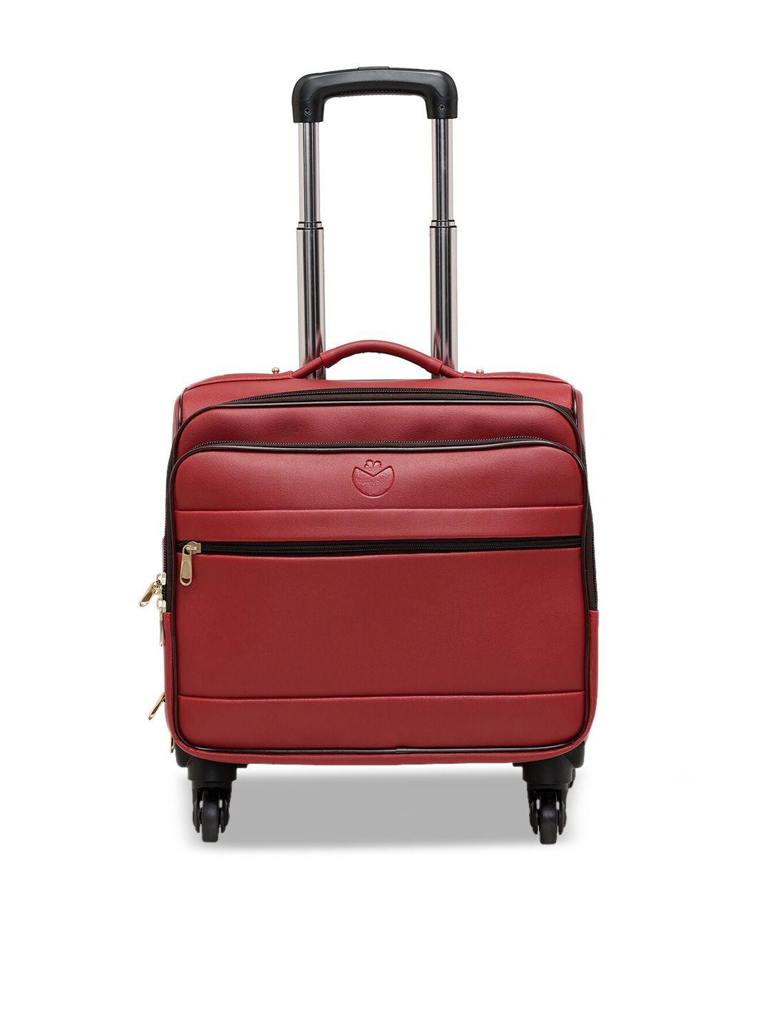 mboss red solid soft-sided cabin laptop overnighter trolley suitcase