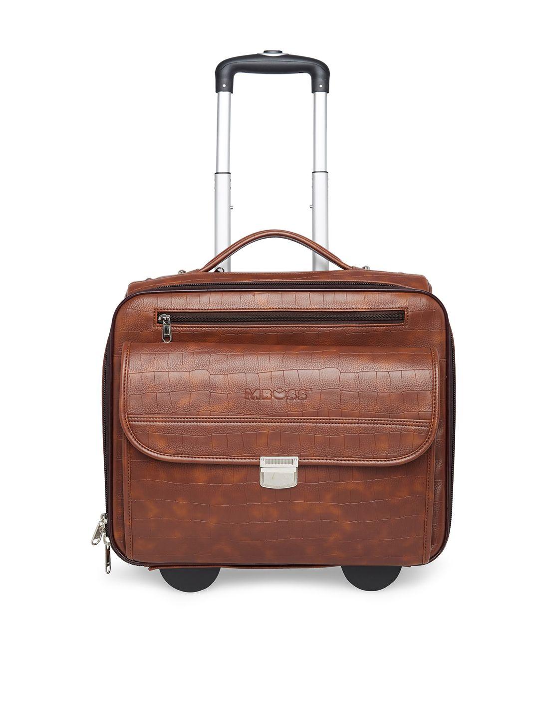 mboss tan brown cabin trolley bag with laptop compartment