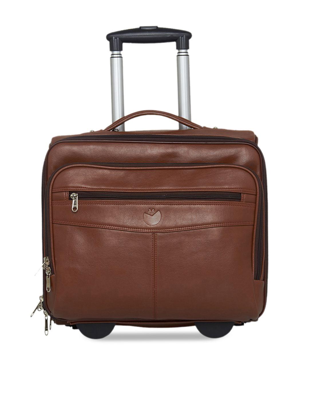 mboss tan brown cabin trolley bag with laptop compartment