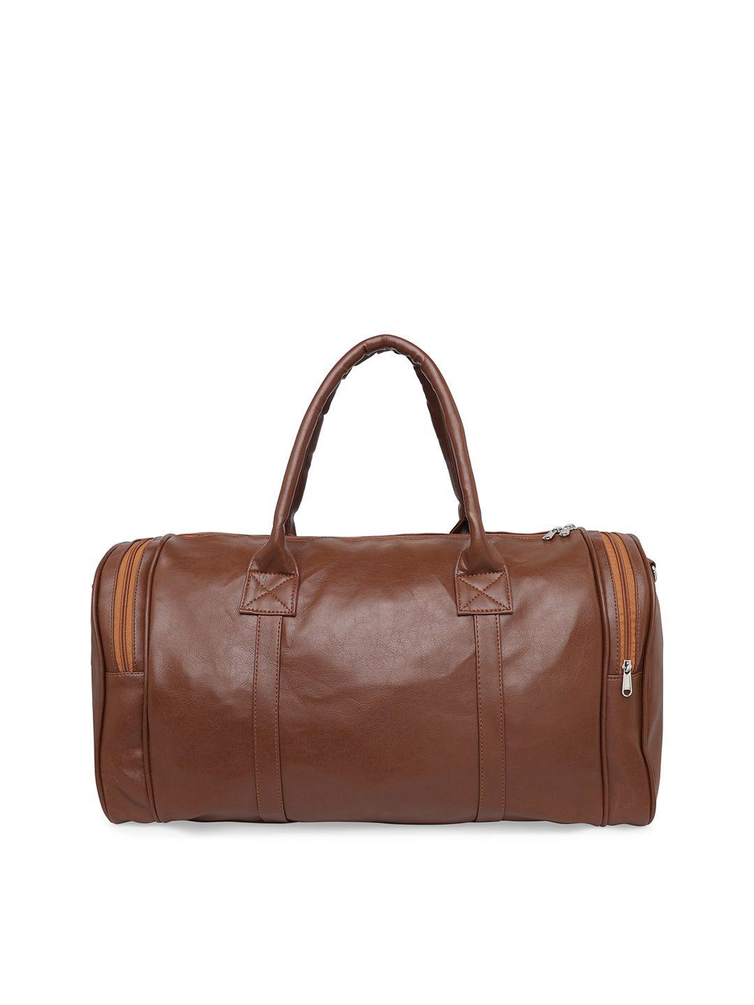 mboss tan solid leather travel duffle bag